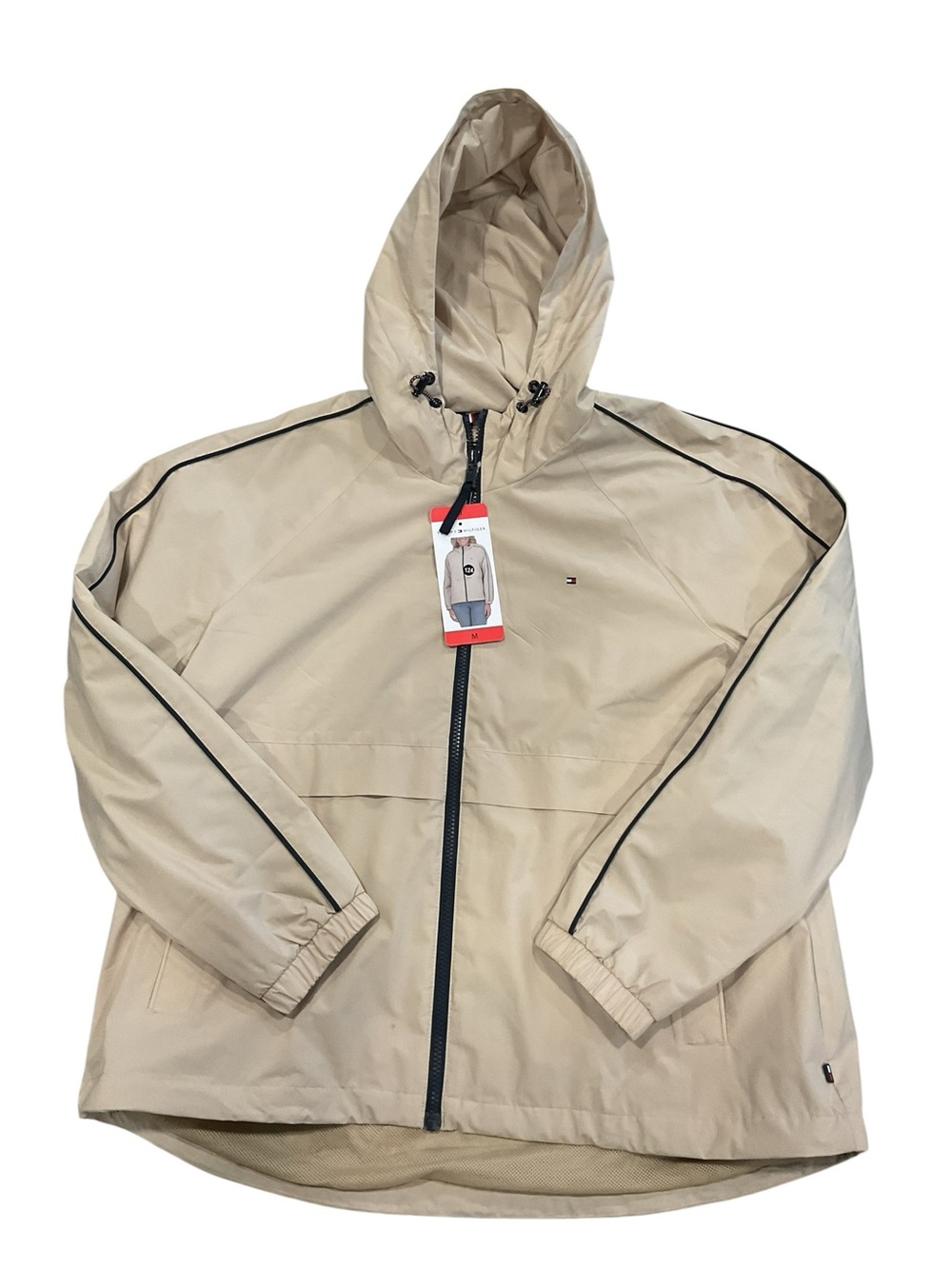 Tommy Hilfiger Beige Hooded Windbreaker Jacket MEDIUM